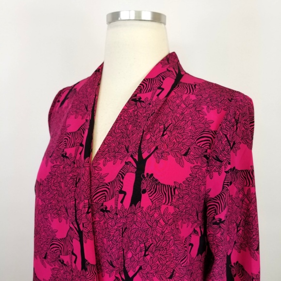 Tracy Reese Silk Zebra Print Faux Wrap Blouse - Picture 6 of 8